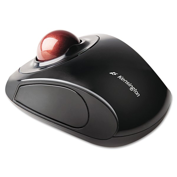 Kensington Orbit Wireless Mobile Trackball, 2.4 GHz Freq/30 ft Wireless Range, Left/Right Hand Use, Black/Red K72352US